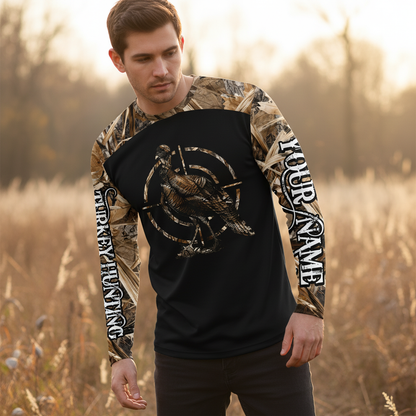Custom Name Turkey Hunting Camo Grass All Over Print Shirt