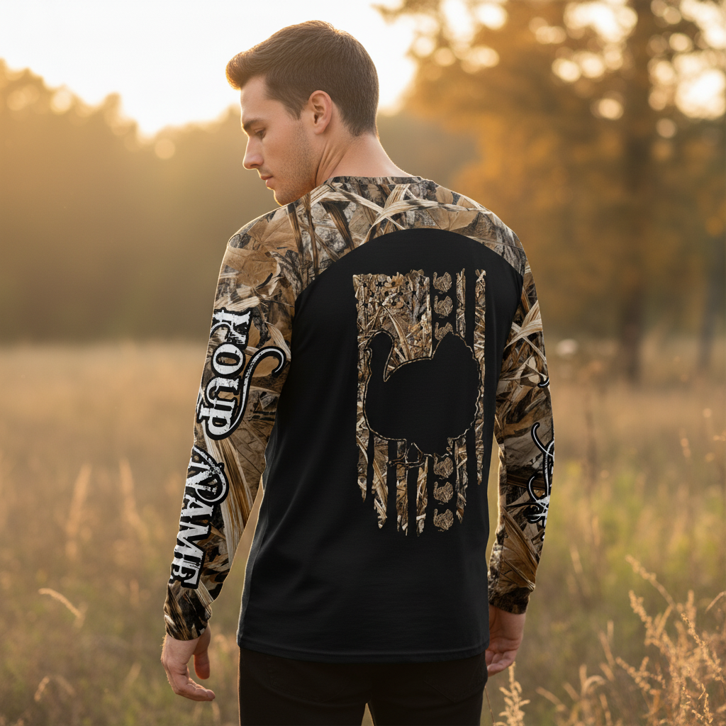 Custom Name Turkey Hunting Camo Grass All Over Print Shirt