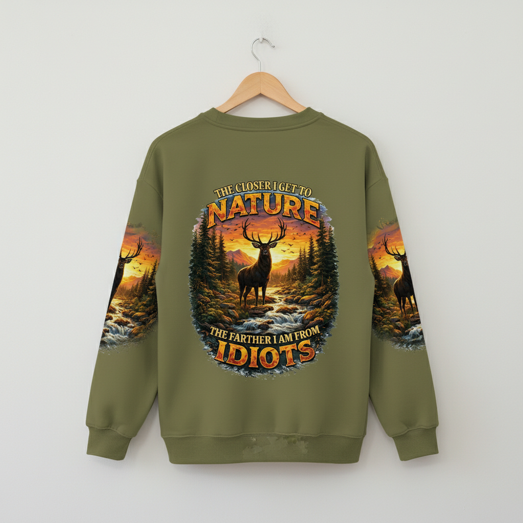 The Closer I Get To Nature The Farther I Am From Idiots All Over Print Shirt