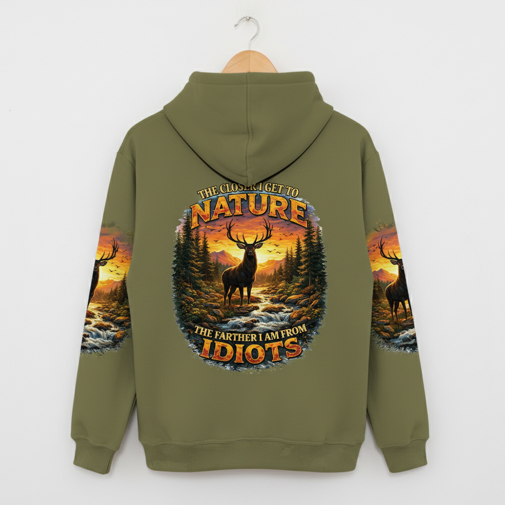 The Closer I Get To Nature The Farther I Am From Idiots All Over Print Shirt