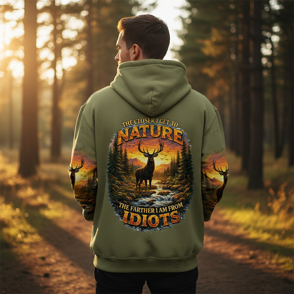 The Closer I Get To Nature The Farther I Am From Idiots All Over Print Shirt