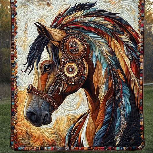 Painted Warrior Quilted Blanket - Throw (55" x 60")