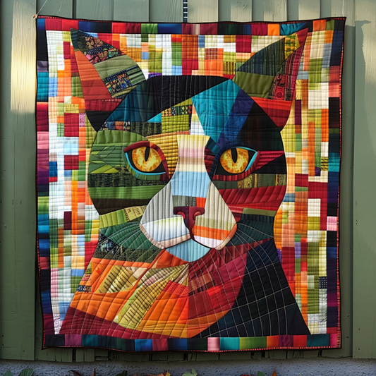 Patchwork Feline Quilted Blanket - Throw (55" x 60")