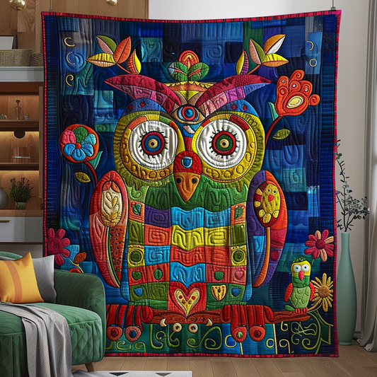 Patchwork Owl Quilted Blanket - Throw (55" x 60")