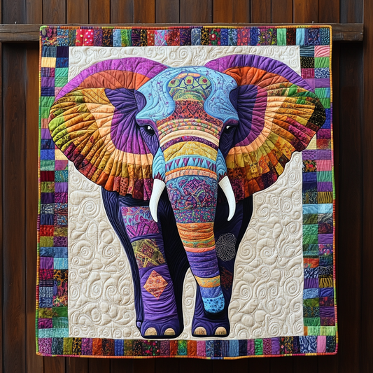 Patchwork Pachyderms Quilted Blanket - Throw (55" x 60")