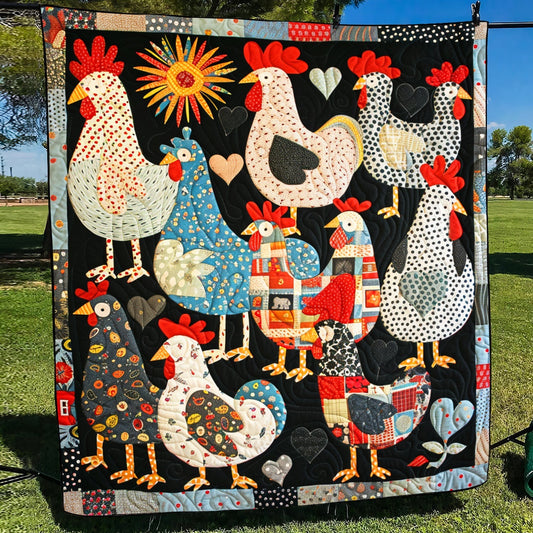 Patchwork Poultry Quilted Blanket - Throw (55" x 60")
