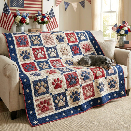 Patchwork Pawprint Quilted Blanket - Baby (30" x 40") - Pack 1
