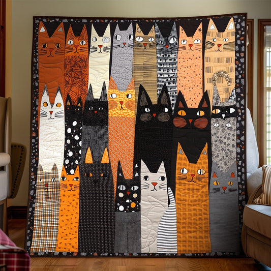 Patchwork Purrs Quilted Blanket - Throw (55" x 60")