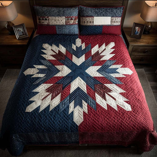 Patriot Starburst 3-Piece Quilted Bedding Set - Single (59" x 70")