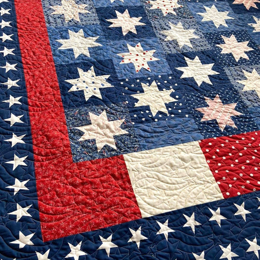 Patriotic Elegance Quilted Blanket - Throw (55" x 60")