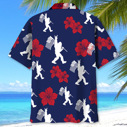 Patriotic Bigfoot USA Flag Color Hawaiian Shirt - XL - hawaiian shirt