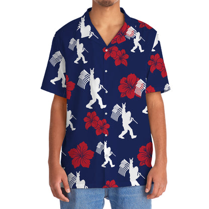 Patriotic Bigfoot USA Flag Color Hawaiian Shirt - 2XL - hawaiian shirt