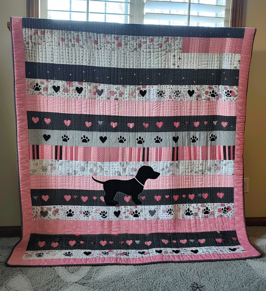 Paw Prints and Puppy Quilted Blanket - Throw (55" x 60")