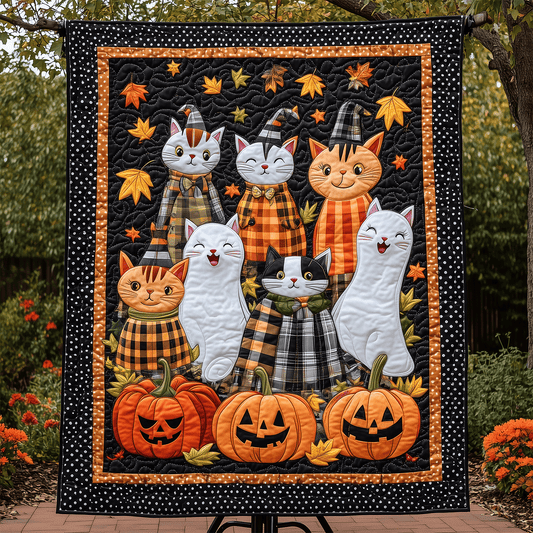 Paws and Pumpkins Quilted Blanket - Throw (55" x 60")