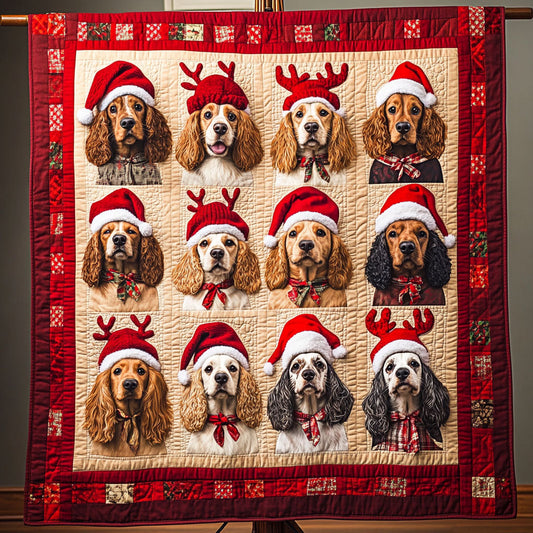 Paws of Christmas Quilted Blanket - Throw (55" x 60")