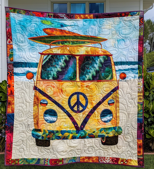 Peaceful Beach Journey Quilted Blanket - Throw (55" x 60")