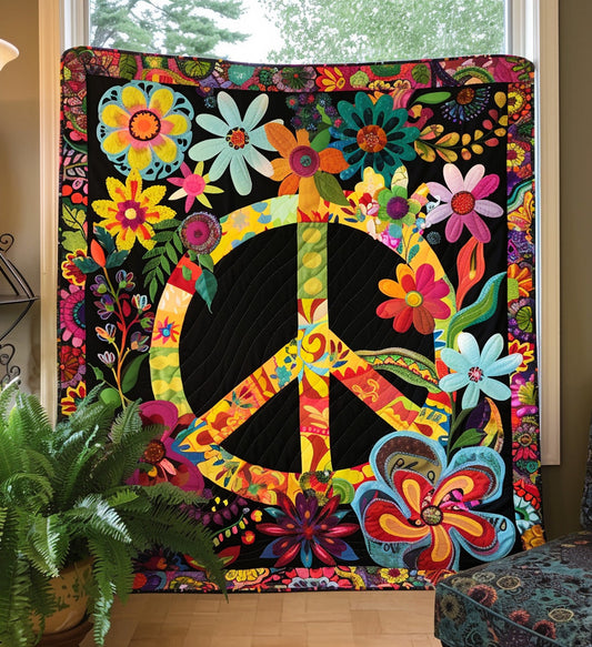 Peaceful Psychedelia Quilted Blanket - Throw (55" x 60")