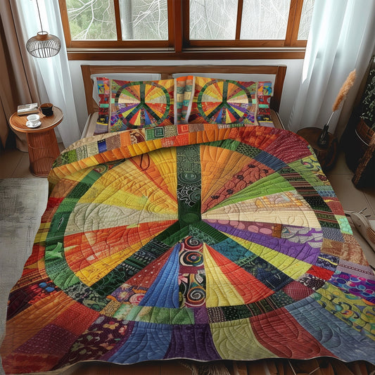Peaceful Sunburst 3-Piece Quilted Bedding Set - Single (59" x 70")