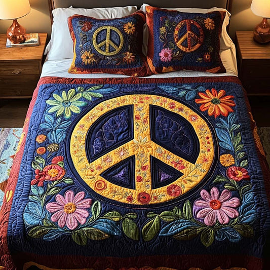 Peaceful Blossoms 3-Piece Quilted Bedding Set - Single (59" x 70")