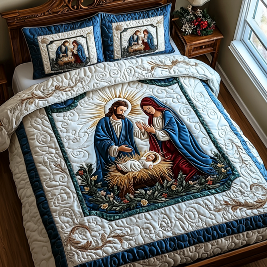 Peaceful Manger Quilted Bedding Set - Single (59" x 70")