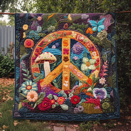 Peaceful Mushroom Dream Quilted Blanket - Throw (55" x 60")