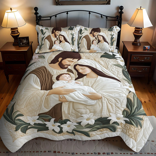 Peaceful Nativity 3-Piece Quilted Bedding Set - Single (59" x 70")