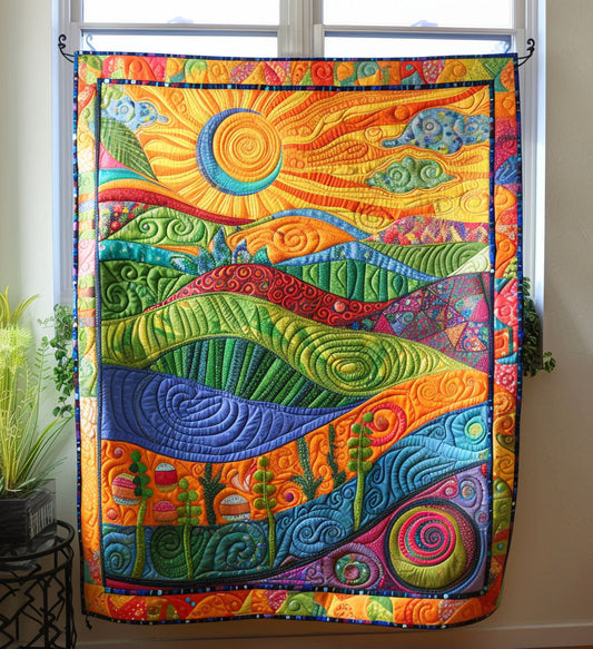 Peaceful Sun Oasis Quilted Blanket - Throw (55" x 60")