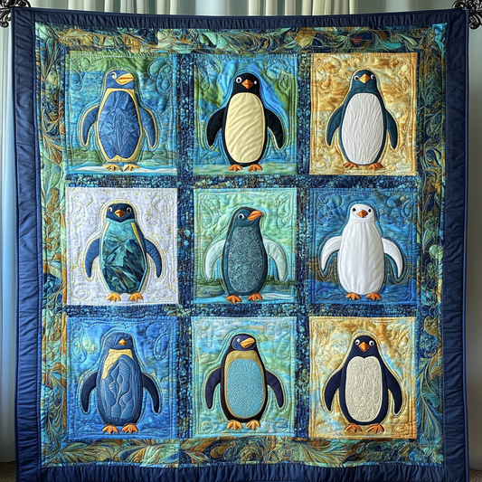 Penguin Tide Quilted Blanket - Throw (55" x 60")