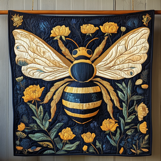 Peonies Buzz Quilted Blanket - Throw (55" x 60")