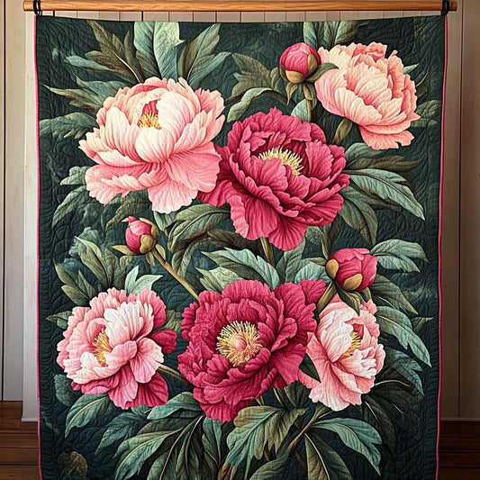 Peony Blooms Art Quilt Hanging - Baby (30" x 40")