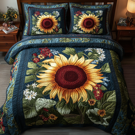 Petal Glow Quilted Bedding Set - Single (59" x 70")