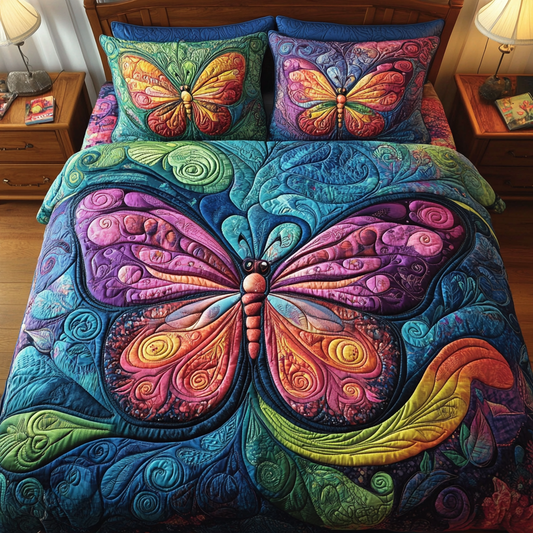 Petal Wings 3-Piece Quilted Bedding Set - Single (59" x 70")