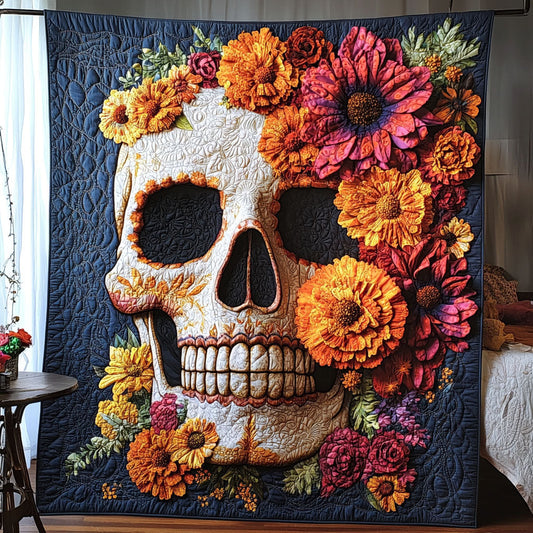 Petals Bones Quilted Blanket - Throw (55" x 60")