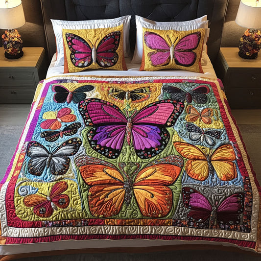 Petals and Wings 3-Piece Quilted Bedding Set - Single (59" x 70")