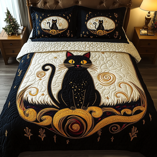 Phantom Purr 3-Piece Quilted Bedding Set - Single (59" x 70")