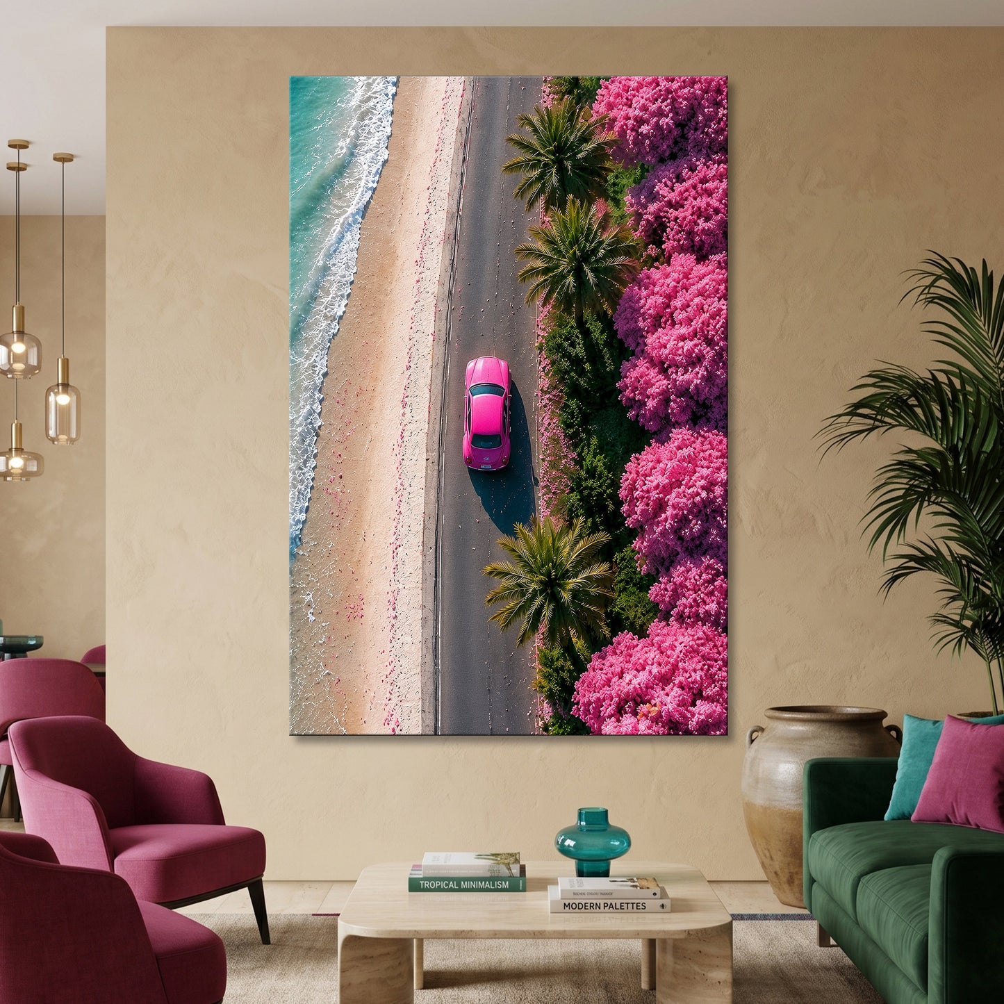 Pink Coastal Drive Aerial View
