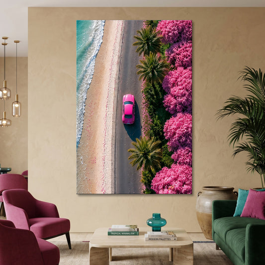 Pink Coastal Drive Aerial View