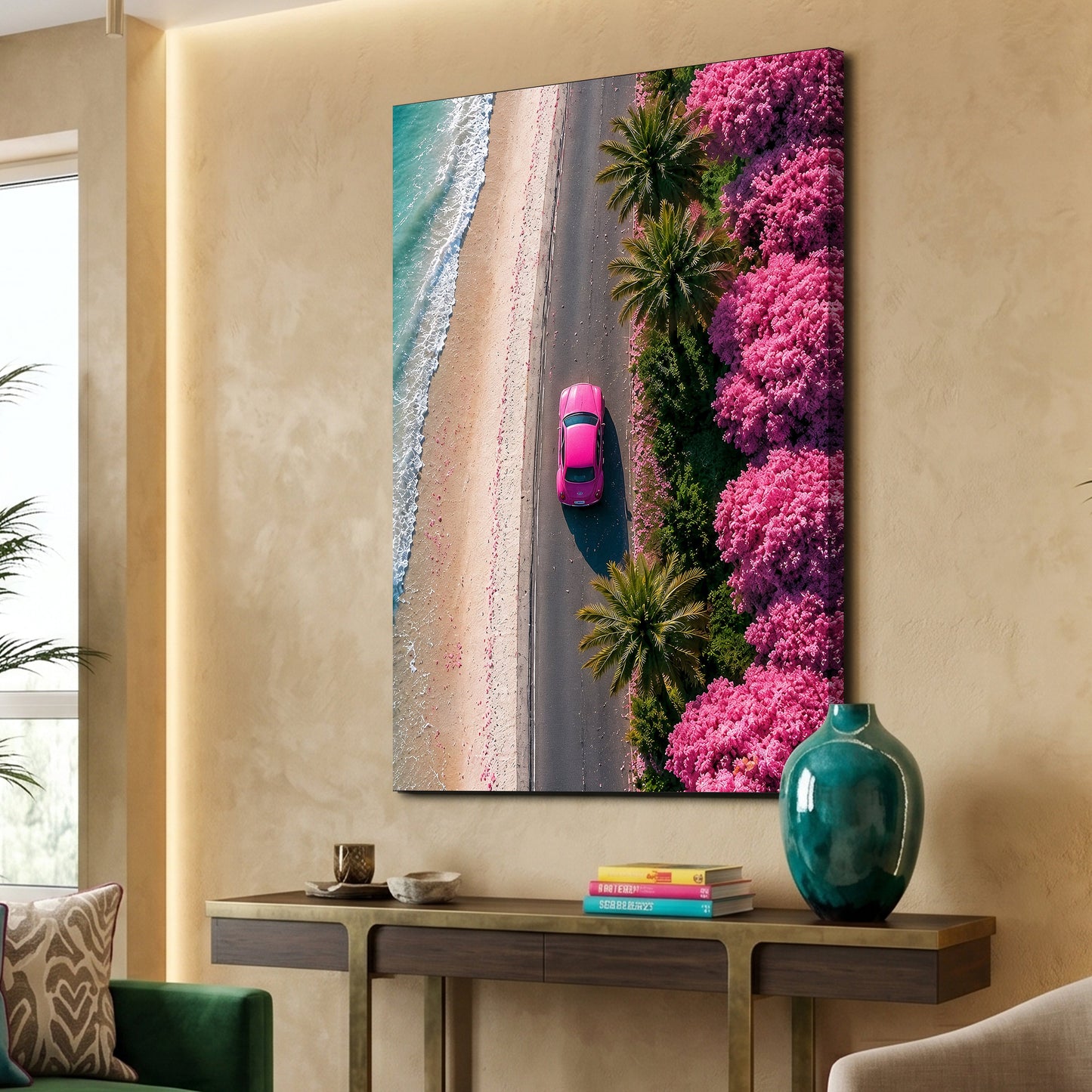 Pink Coastal Drive Aerial View