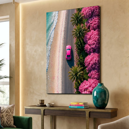 Pink Coastal Drive Aerial View