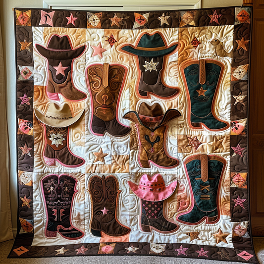 Pink Western Delight Quilted Blanket - Throw (55" x 60")