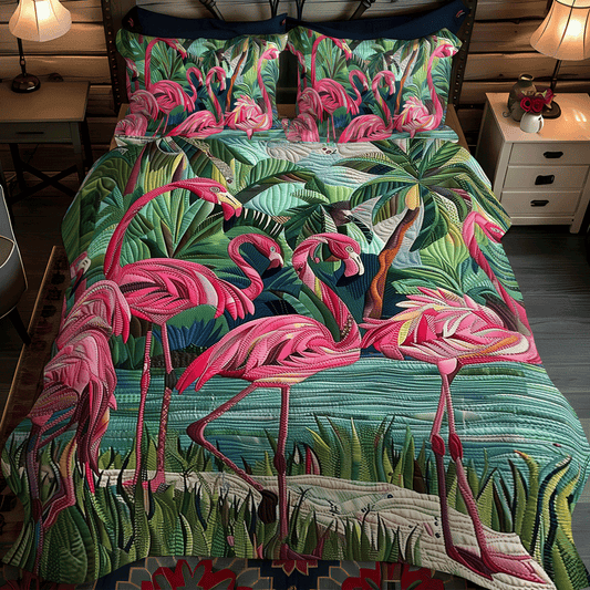 Pink Paradise 3-Piece Quilted Bedding Set - Single (59" x 70")