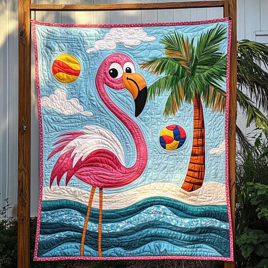 Pink Plumes Quilted Blanket - Throw (55" x 60")