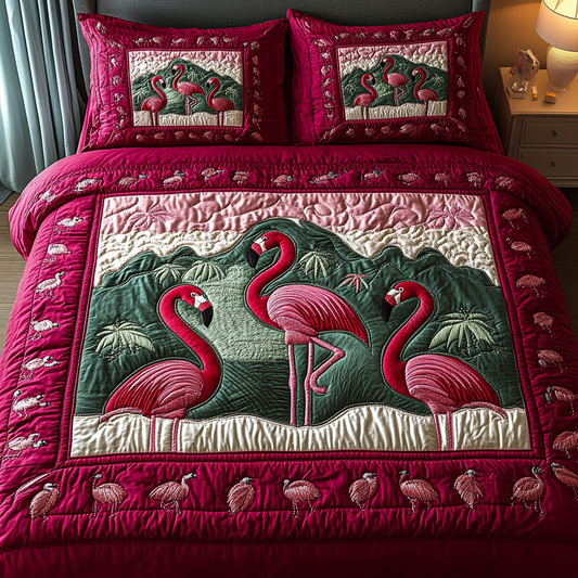 Pink Sunset 3-Piece Quilted Bedding Set - Single (59" x 70")