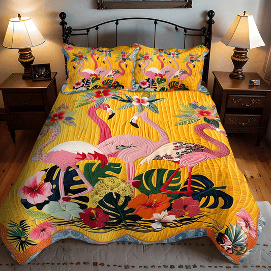 Pink Sunset 3-Piece Quilted Bedding Set - Single (59" x 70")