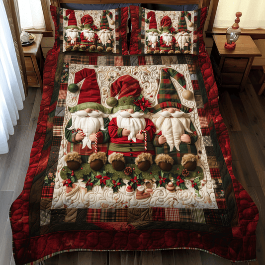 Plaid Gnome 3-Piece Quilted Bedding Set - Single (59" x 70")