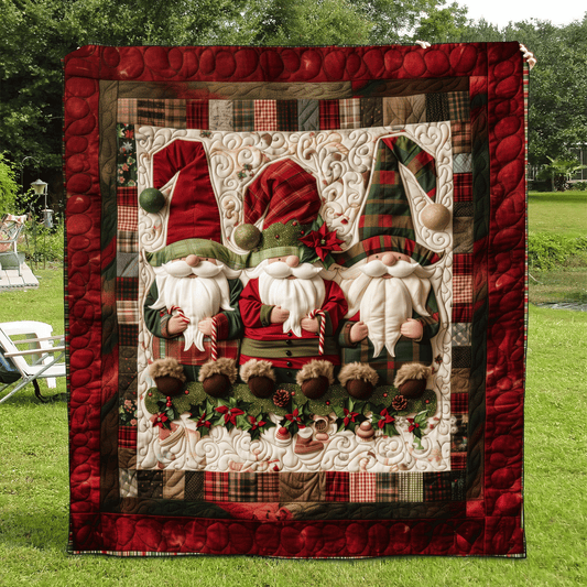 Plaid Gnome Quilted Blanket - Throw (55" x 60")
