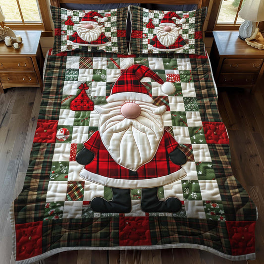 Plaid Santa 3-Piece Quilted Bedding Set - Single (59" x 70")