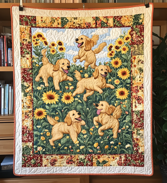 Playful Puppy Quilted Blanket - Throw (55" x 60")