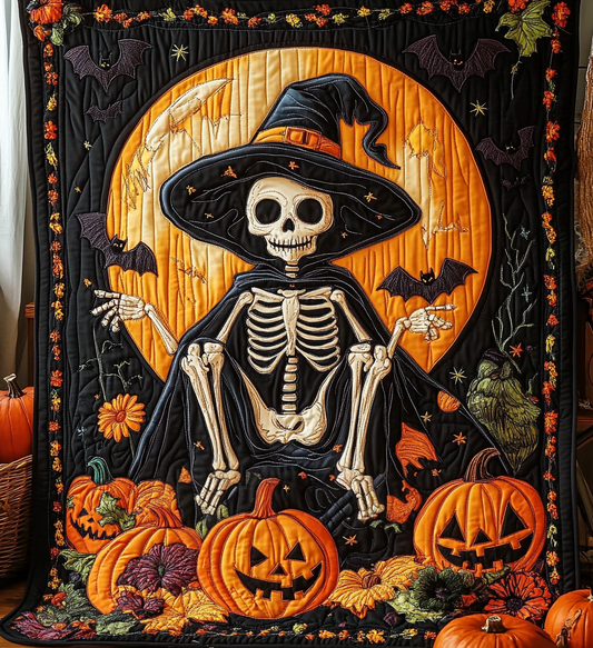 Playful Skeleton Quilted Blanket - Throw (55" x 60")
