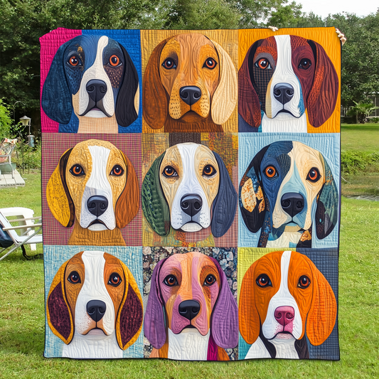 Playful Beagles Quilted Blanket - Throw (55" x 60")